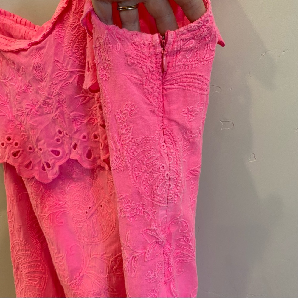 FARM Rio Hot Pink One-Shoulder Eyelet Ruffle Dress - Picture 5 of 9